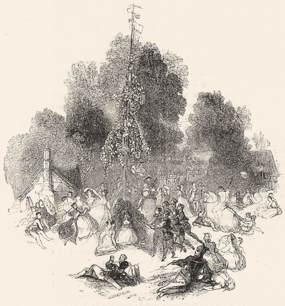 SOCIETY. May Day 1845 old antique vintage print picture